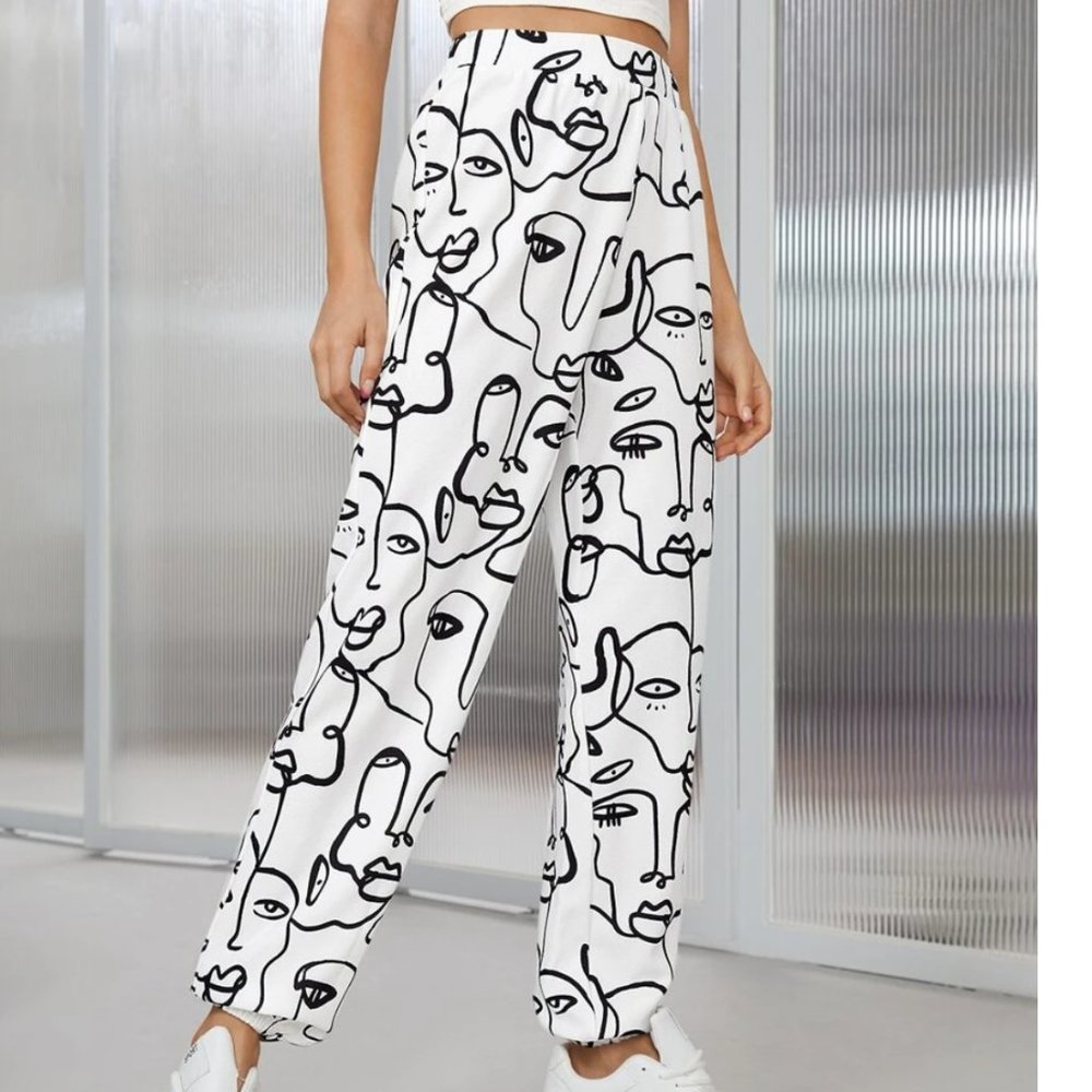 Black & White Abstract Print Joggers